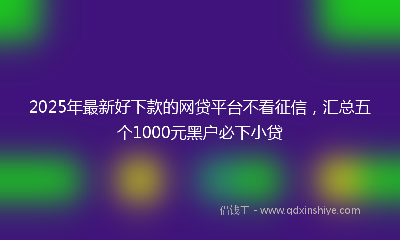 2025年最新好下款的网贷平台不看征信，汇总五个1000元黑户必下小贷