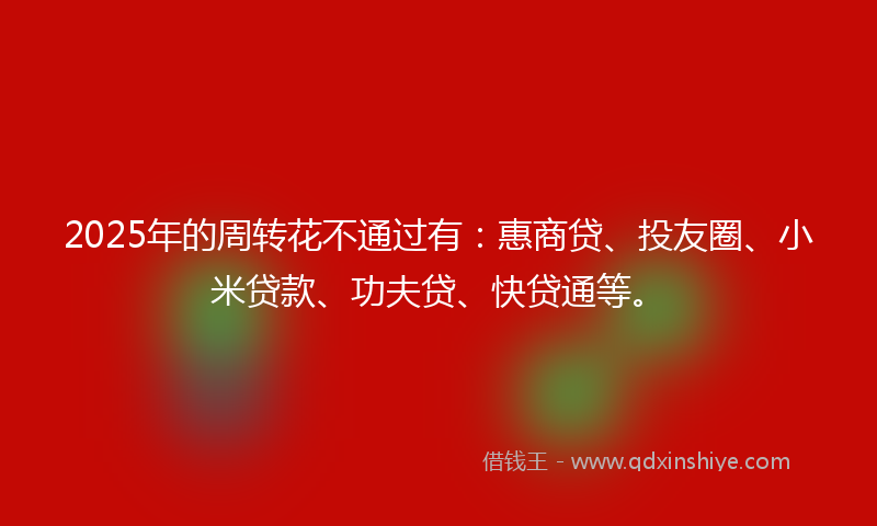 2025年的周转花不通过有：惠商贷、投友圈、小米贷款、功夫贷、快贷通等。