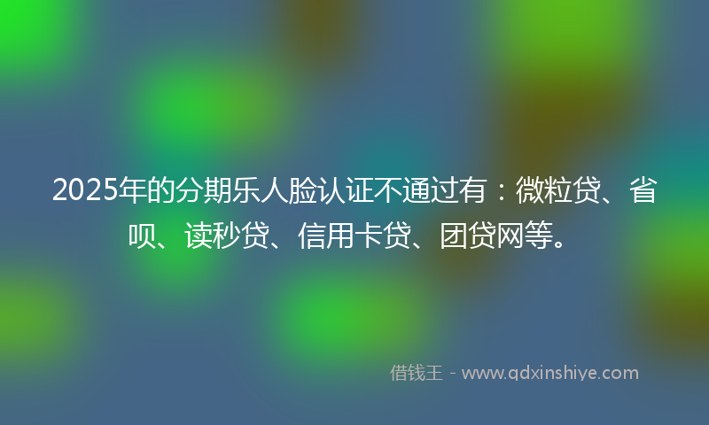 2025年的分期乐人脸认证不通过有：微粒贷、省呗、读秒贷、信用卡贷、团贷网等。
