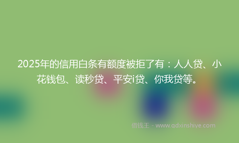 2025年的信用白条有额度被拒了有：人人贷、小花钱包、读秒贷、平安i贷、你我贷等。