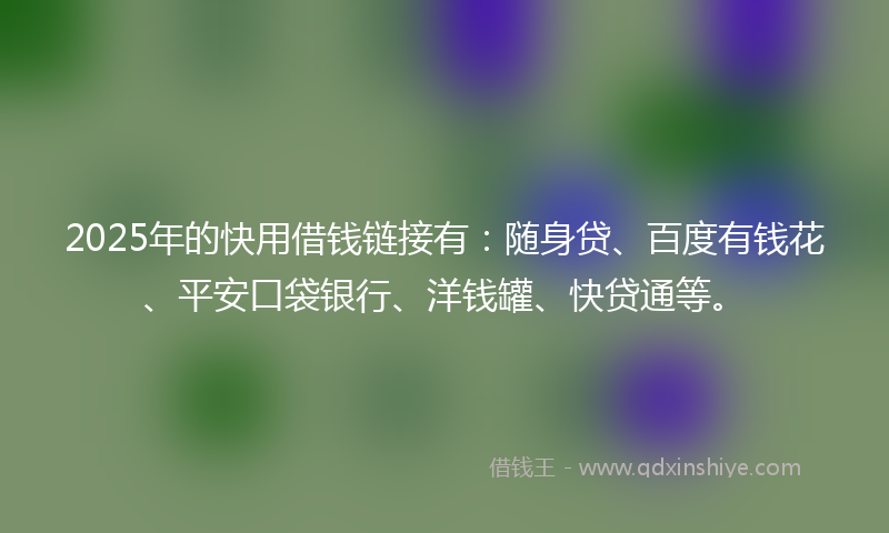 2025年的快用借钱链接有：随身贷、百度有钱花、平安口袋银行、洋钱罐、快贷通等。