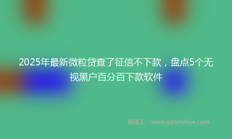 2025年最新微粒贷查了征信不下款，盘点5个无视黑户百分百下款软件
