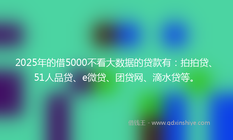 2025年的借5000不看大数据的贷款有：拍拍贷、51人品贷、e微贷、团贷网、滴水贷等。