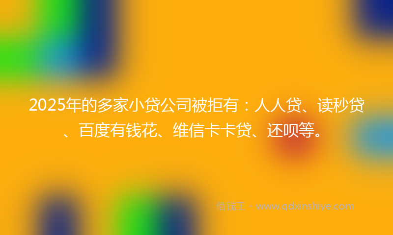 2025年的多家小贷公司被拒有：人人贷、读秒贷、百度有钱花、维信卡卡贷、还呗等。