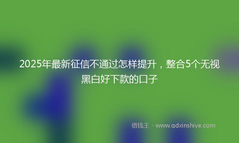 2025年最新征信不通过怎样提升，整合5个无视黑白好下款的口子