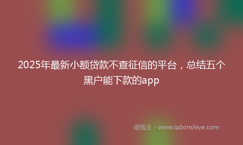2025年最新小额贷款不查征信的平台，总结五个黑户能下款的app