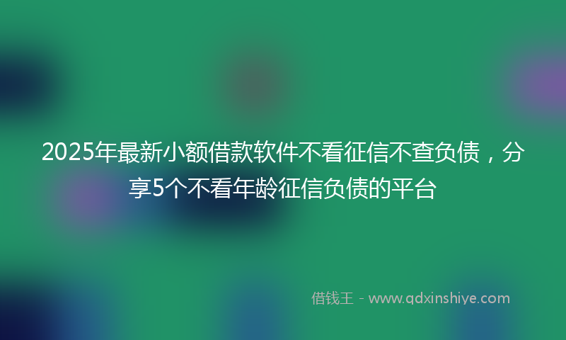 2025年最新小额借款软件不看征信不查负债，分享5个不看年龄征信负债的平台
