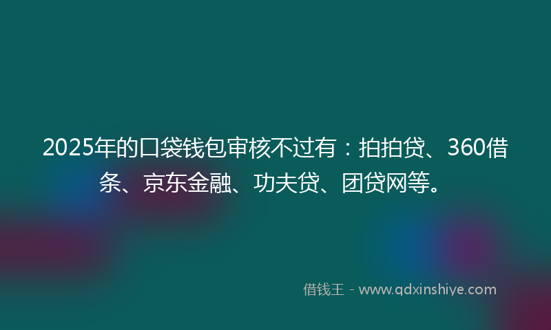 2025年的口袋钱包审核不过有：拍拍贷、360借条、京东金融、功夫贷、团贷网等。