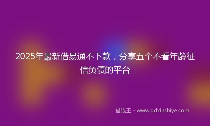 2025年最新借易通不下款，分享五个不看年龄征信负债的平台
