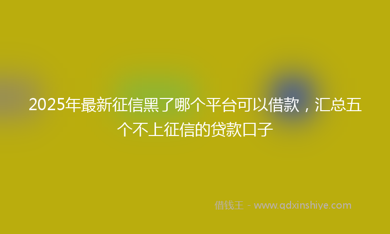 2025年最新征信黑了哪个平台可以借款，汇总五个不上征信的贷款口子