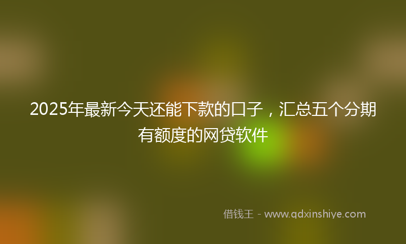 2025年最新今天还能下款的口子，汇总五个分期有额度的网贷软件