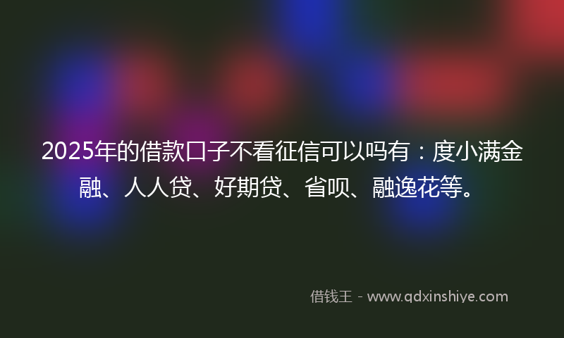 2025年的借款口子不看征信可以吗有：度小满金融、人人贷、好期贷、省呗、融逸花等。