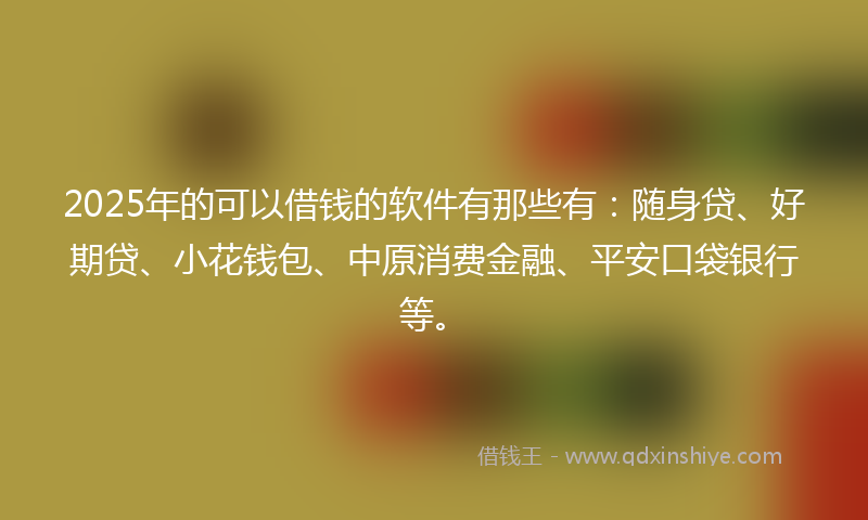 2025年的可以借钱的软件有那些有：随身贷、好期贷、小花钱包、中原消费金融、平安口袋银行等。
