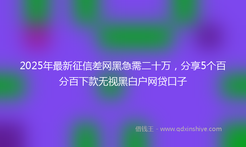 2025年最新征信差网黑急需二十万，分享5个百分百下款无视黑白户网贷口子