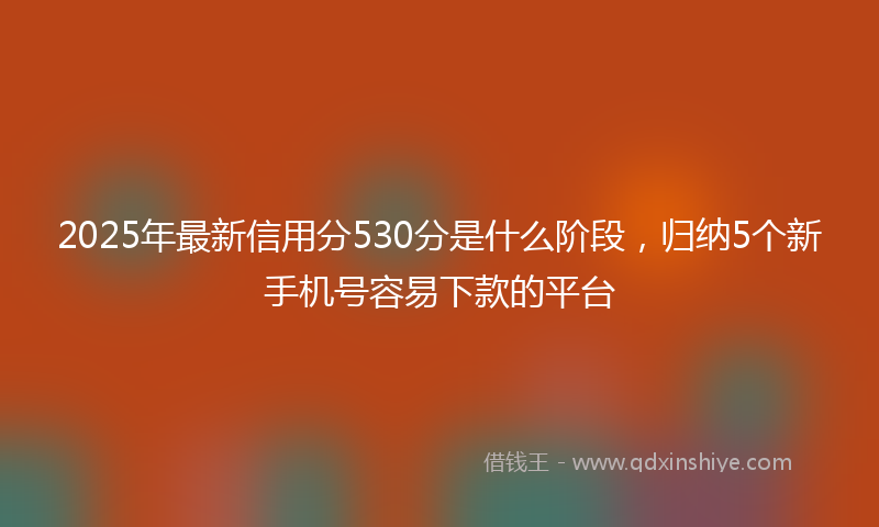 2025年最新信用分530分是什么阶段，归纳5个新手机号容易下款的平台
