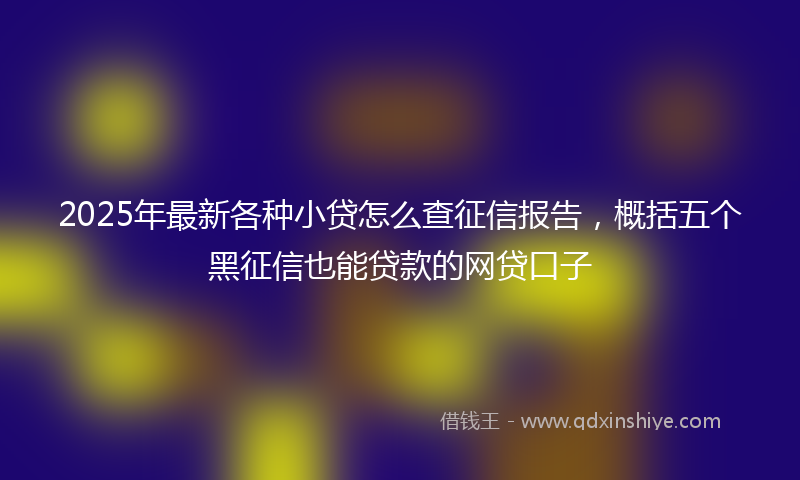 2025年最新各种小贷怎么查征信报告，概括五个黑征信也能贷款的网贷口子