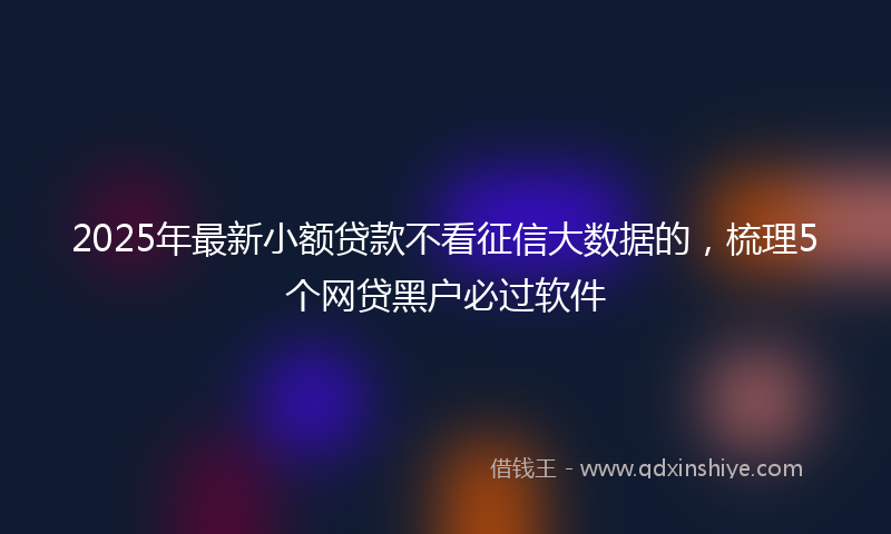2025年最新小额贷款不看征信大数据的，梳理5个网贷黑户必过软件
