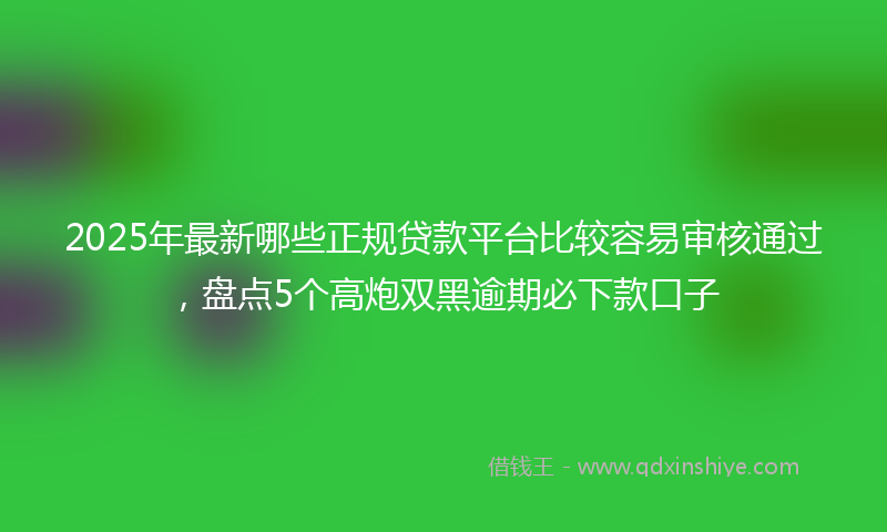 2025年最新哪些正规贷款平台比较容易审核通过，盘点5个高炮双黑逾期必下款口子