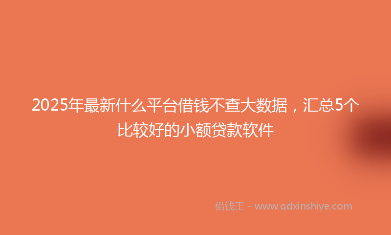 2025年最新什么平台借钱不查大数据，汇总5个比较好的小额贷款软件