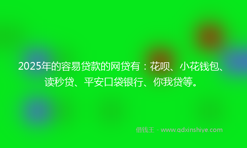 2025年的容易贷款的网贷有：花呗、小花钱包、读秒贷、平安口袋银行、你我贷等。