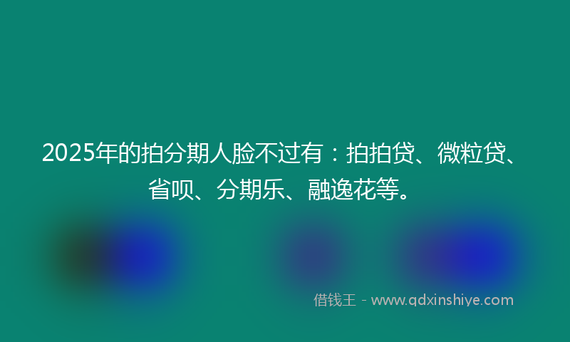 2025年的拍分期人脸不过有：拍拍贷、微粒贷、省呗、分期乐、融逸花等。
