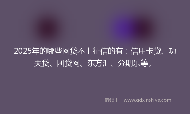 2025年的哪些网贷不上征信的有：信用卡贷、功夫贷、团贷网、东方汇、分期乐等。