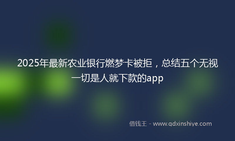 2025年最新农业银行燃梦卡被拒，总结五个无视一切是人就下款的app