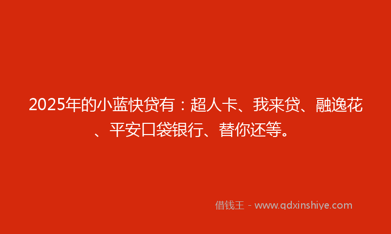 2025年的小蓝快贷有：超人卡、我来贷、融逸花、平安口袋银行、替你还等。