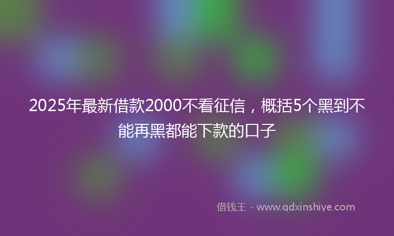 2025年最新借款2000不看征信，概括5个黑到不能再黑都能下款的口子