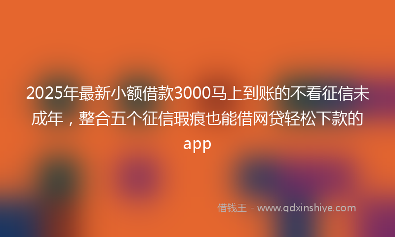 2025年最新小额借款3000马上到账的不看征信未成年，整合五个征信瑕疵也能借网贷轻松下款的app