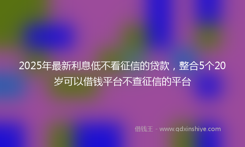 2025年最新利息低不看征信的贷款，整合5个20岁可以借钱平台不查征信的平台