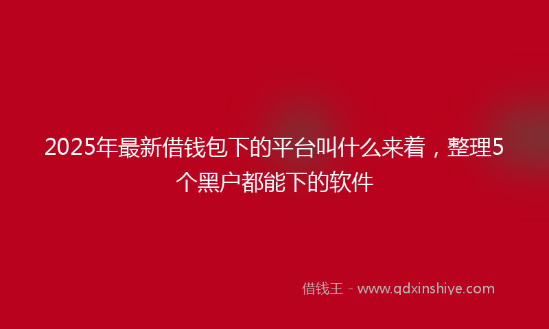 2025年最新借钱包下的平台叫什么来着，整理5个黑户都能下的软件