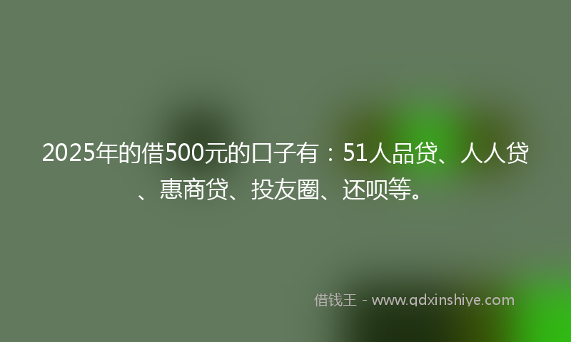 2025年的借500元的口子有：51人品贷、人人贷、惠商贷、投友圈、还呗等。