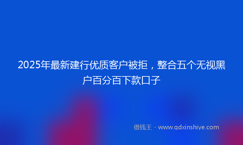 2025年最新建行优质客户被拒，整合五个无视黑户百分百下款口子
