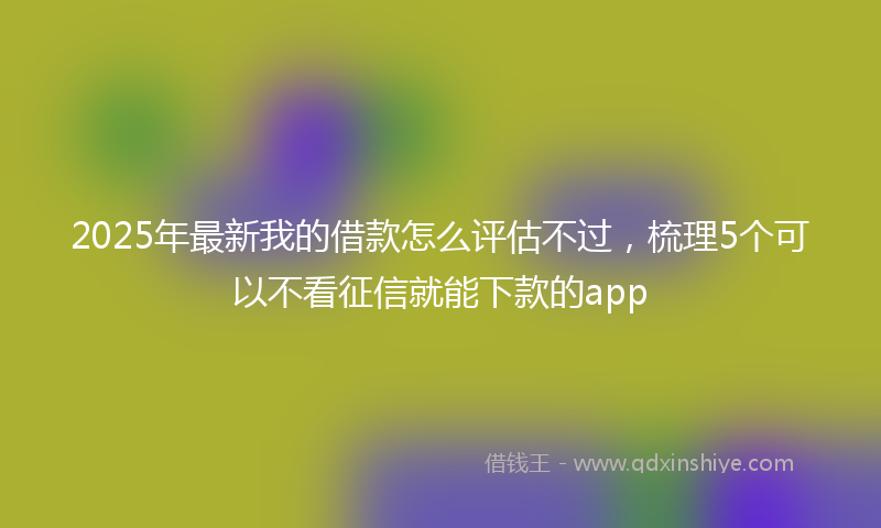 2025年最新我的借款怎么评估不过，梳理5个可以不看征信就能下款的app
