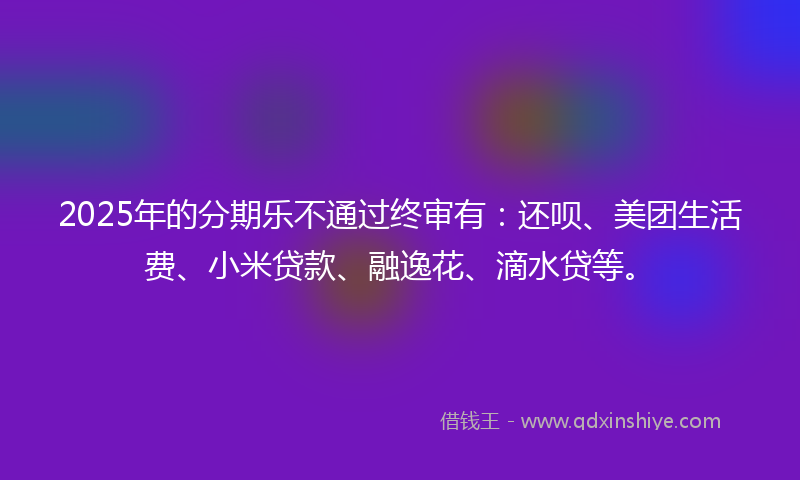 2025年的分期乐不通过终审有：还呗、美团生活费、小米贷款、融逸花、滴水贷等。
