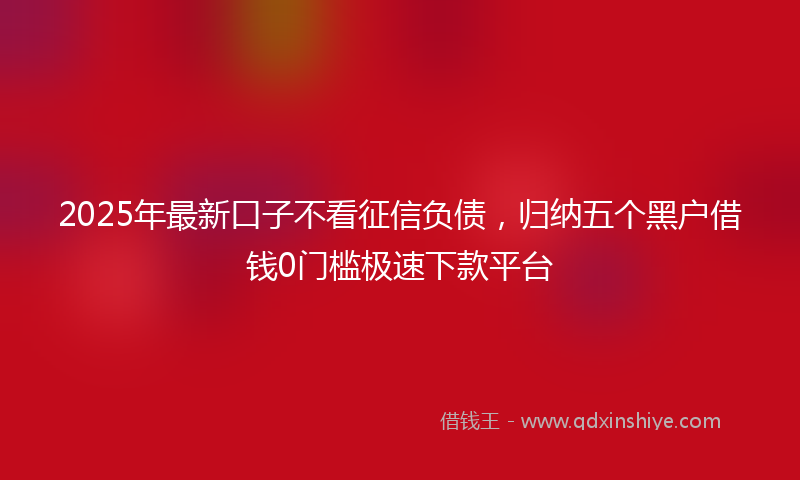 2025年最新口子不看征信负债，归纳五个黑户借钱0门槛极速下款平台