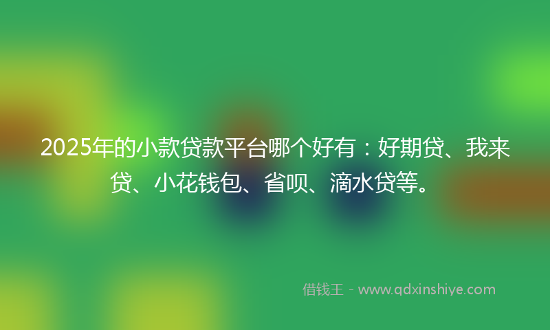 2025年的小款贷款平台哪个好有：好期贷、我来贷、小花钱包、省呗、滴水贷等。