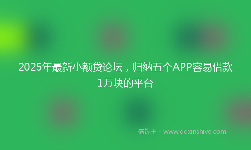 2025年最新小额贷论坛，归纳五个APP容易借款1万块的平台