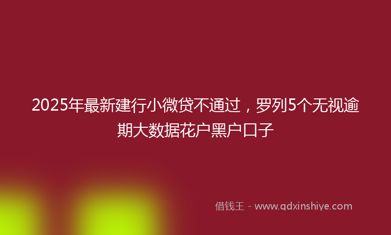 2025年最新建行小微贷不通过，罗列5个无视逾期大数据花户黑户口子
