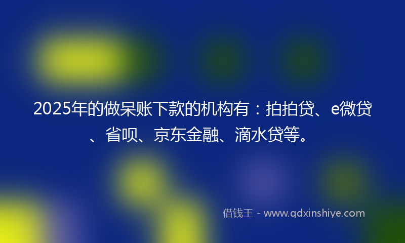 2025年的做呆账下款的机构有：拍拍贷、e微贷、省呗、京东金融、滴水贷等。