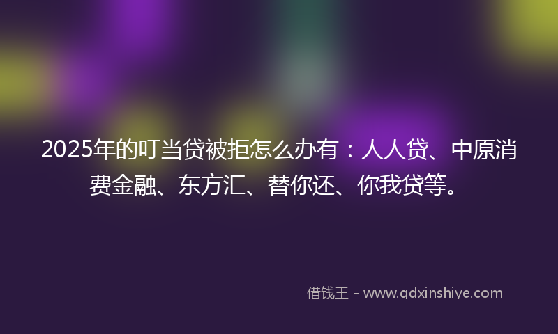 2025年的叮当贷被拒怎么办有：人人贷、中原消费金融、东方汇、替你还、你我贷等。