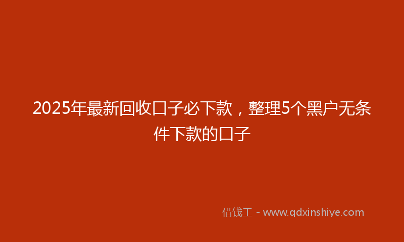2025年最新回收口子必下款，整理5个黑户无条件下款的口子