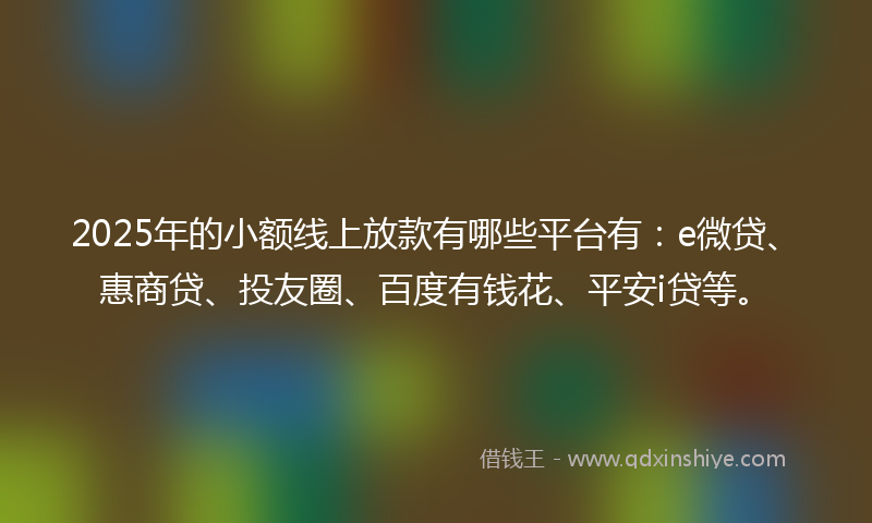 2025年的小额线上放款有哪些平台有：e微贷、惠商贷、投友圈、百度有钱花、平安i贷等。