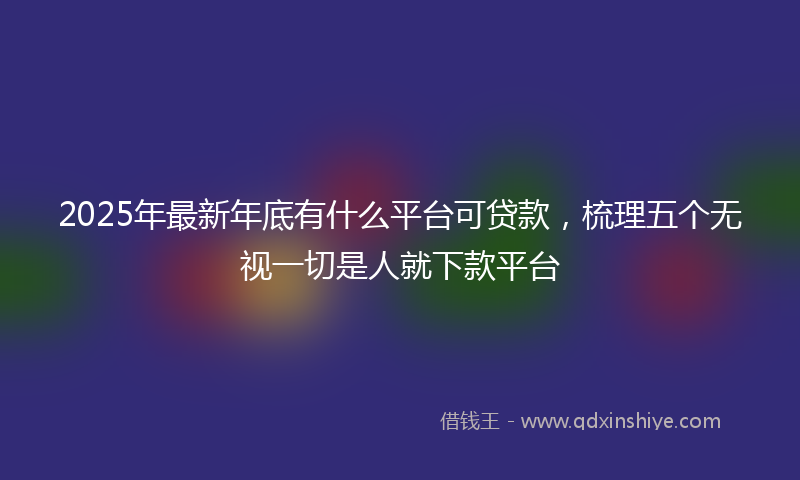 2025年最新年底有什么平台可贷款，梳理五个无视一切是人就下款平台