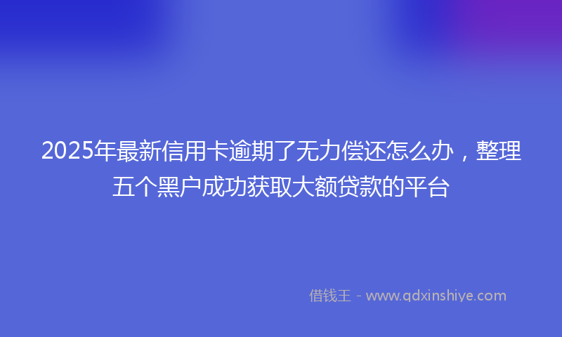 2025年最新信用卡逾期了无力偿还怎么办，整理五个黑户成功获取大额贷款的平台