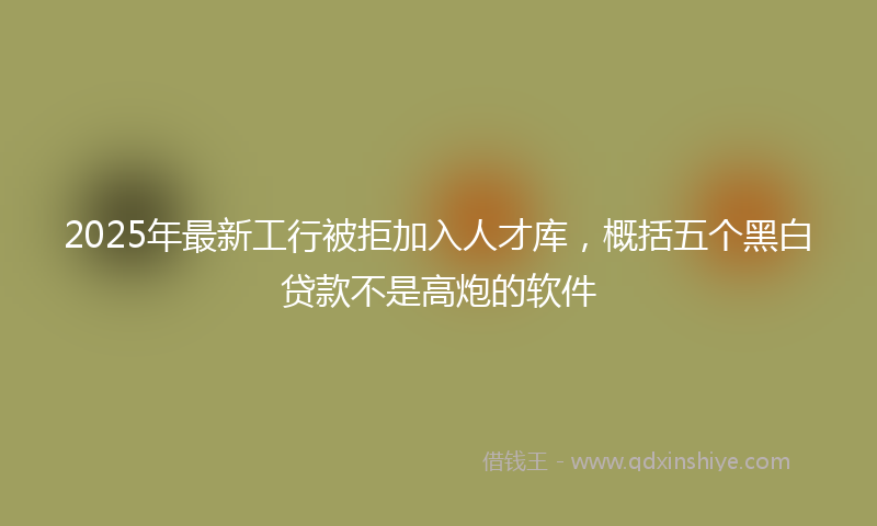 2025年最新工行被拒加入人才库，概括五个黑白贷款不是高炮的软件