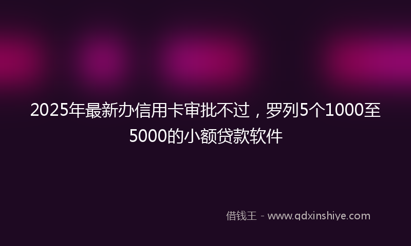 2025年最新办信用卡审批不过，罗列5个1000至5000的小额贷款软件