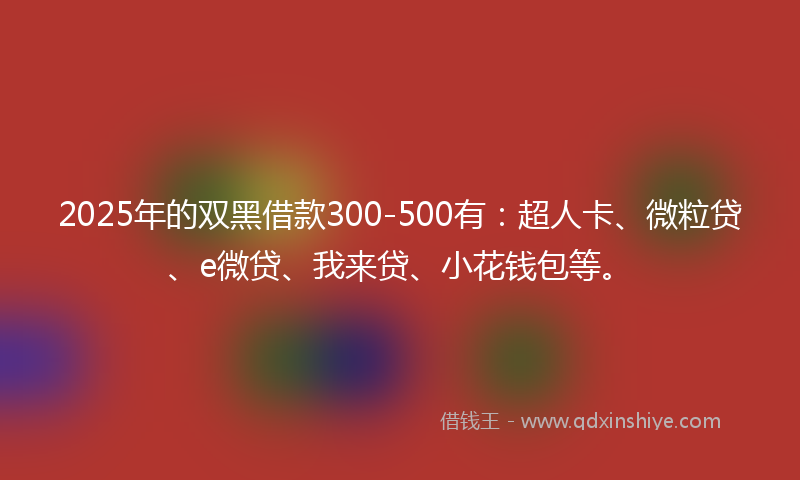 2025年的双黑借款300-500有：超人卡、微粒贷、e微贷、我来贷、小花钱包等。
