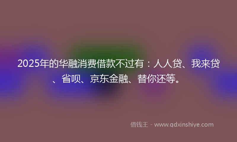 2025年的华融消费借款不过有：人人贷、我来贷、省呗、京东金融、替你还等。